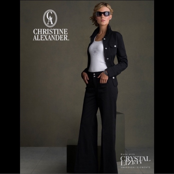 Christine Alexander Black Denim Jacket W/ Beautiful Swarovski Crystals 💎 - Picture 3 of 10